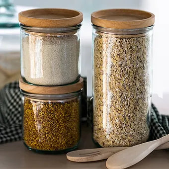 Recycled Glass Stacking Storage Jars with Lid