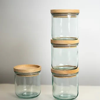Recycled Glass Stacking Storage Jars with Lid