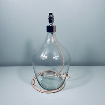 Chrome Top Mouth Blown Recycled Glass Lamp 64cm