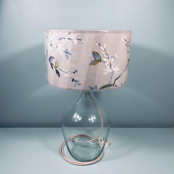 Chrome Top Blown Recycled Glass Lamp 44cm