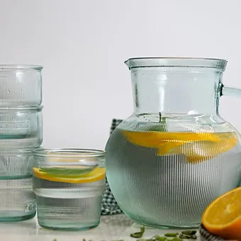Recycled Glass Round Ribbed Bowl Jug 2.3 Litre