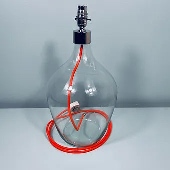 Chrome Top Mouth Blown Recycled Glass Lamp 64cm