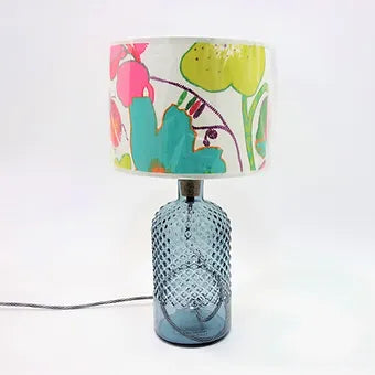 Recycled Glass Diamond Bottle Lamp (Cool Colours) 34cm