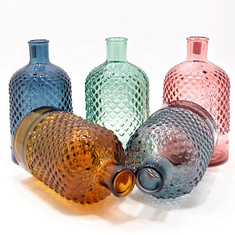 Recycled Glass Diamond Bottle Vase 28cm