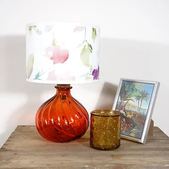 Spiral Recycled Glass Lamp (Warm Colours) 23cm