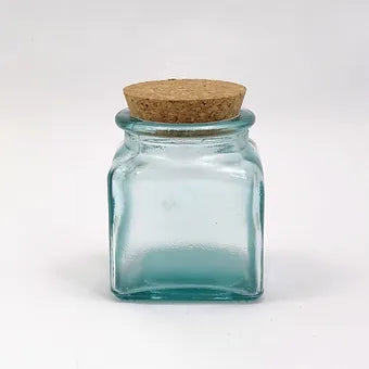 Recycled Glass Square Storage Jars with a Cork Lid