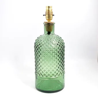 Recycled Glass Diamond Bottle Lamp (Cool Colours) 34cm