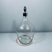 Chrome Top Blown Recycled Glass Lamp 44cm
