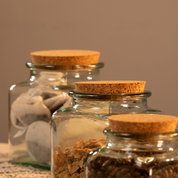 Recycled Glass Square Storage Jars with a Cork Lid