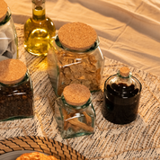 Recycled Glass Square Storage Jars with a Cork Lid