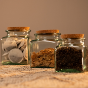 Recycled Glass Square Storage Jars with a Cork Lid