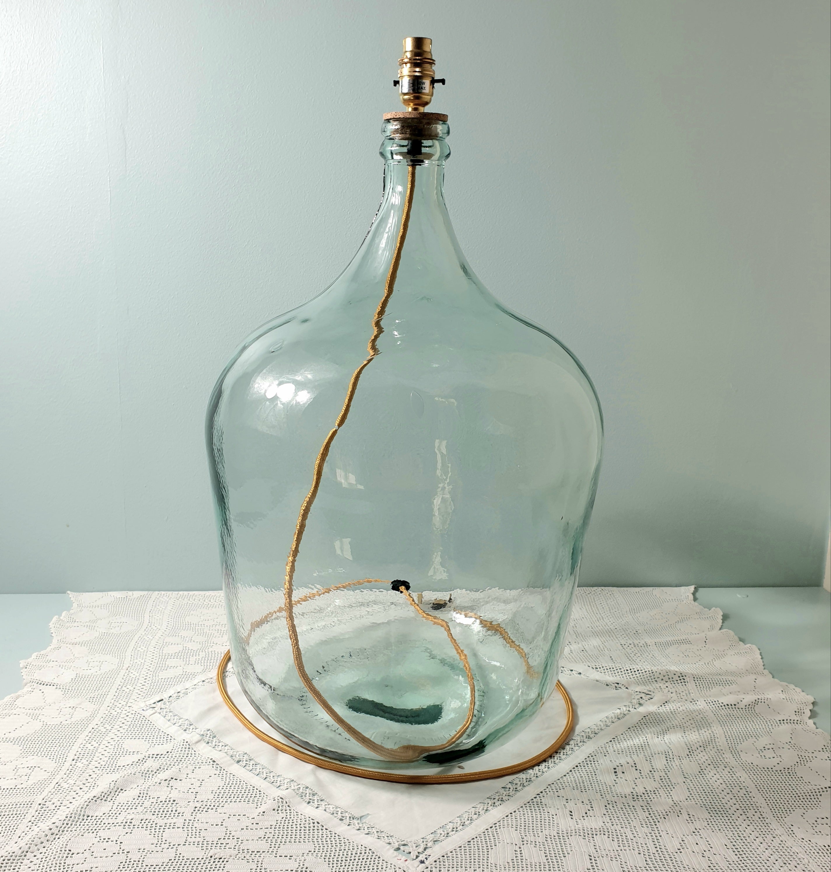 Recycled Glass Demijohn Lamp 62cm