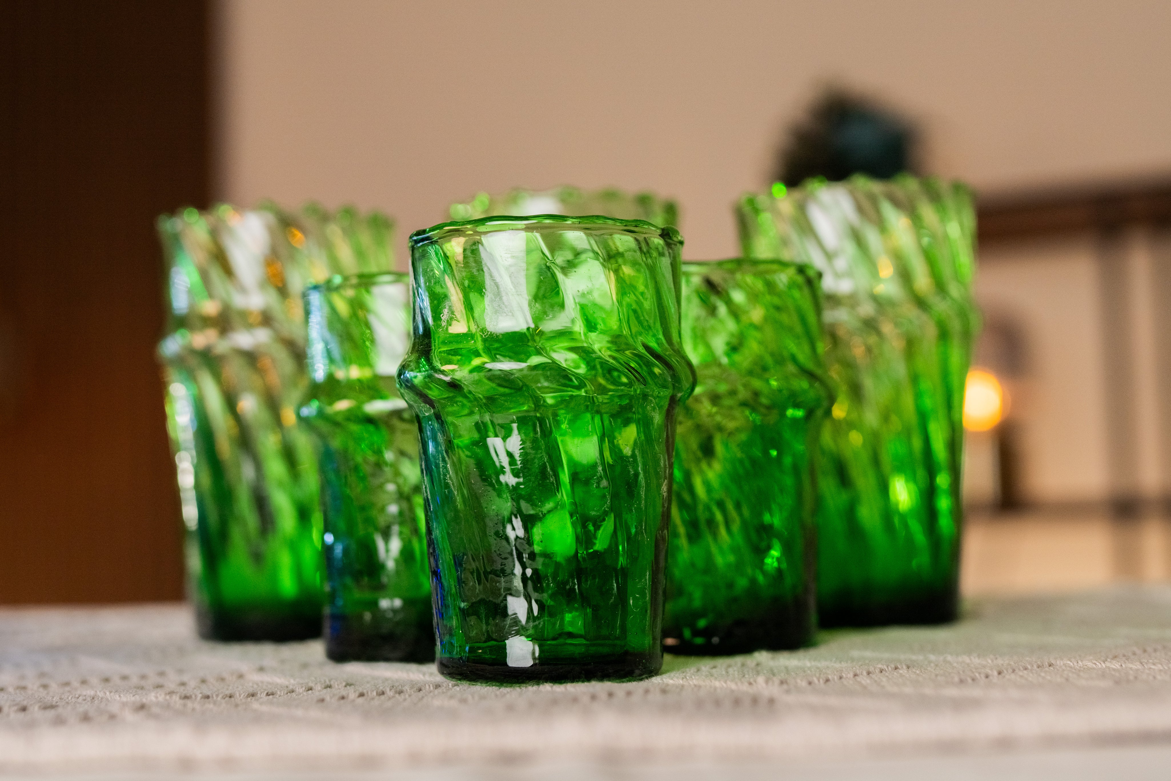 Moroccan Handmade Recycled Glass Moyen Twist Tumbler - 300ml