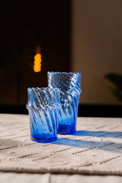 Moroccan Handmade Recycled Glass Moyen Twist Tumbler - 300ml