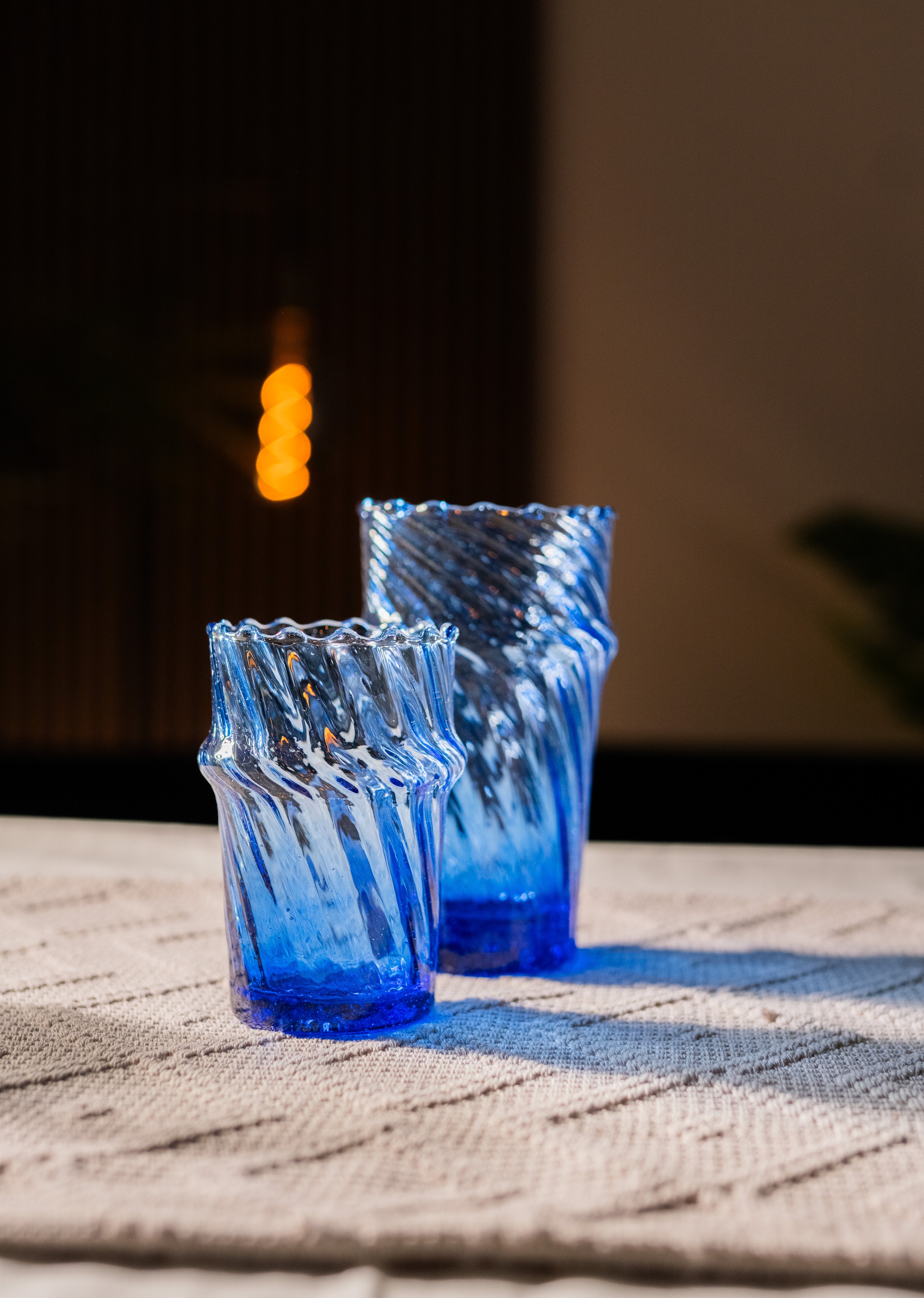 Moroccan Handmade Recycled Glass Moyen Twist Tumbler - 300ml