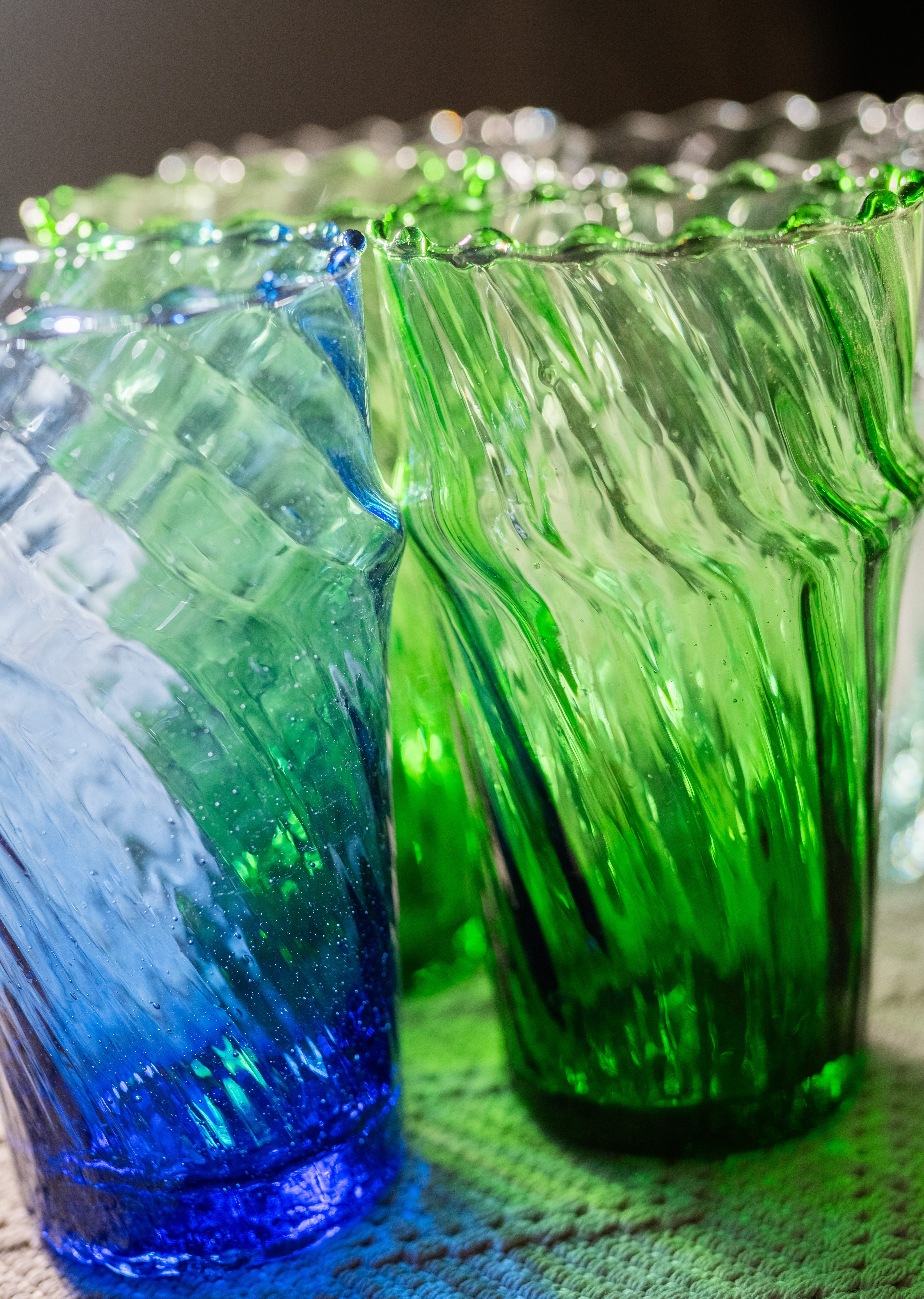 Moroccan Handmade Recycled Glass Moyen Twist Tumbler - 300ml