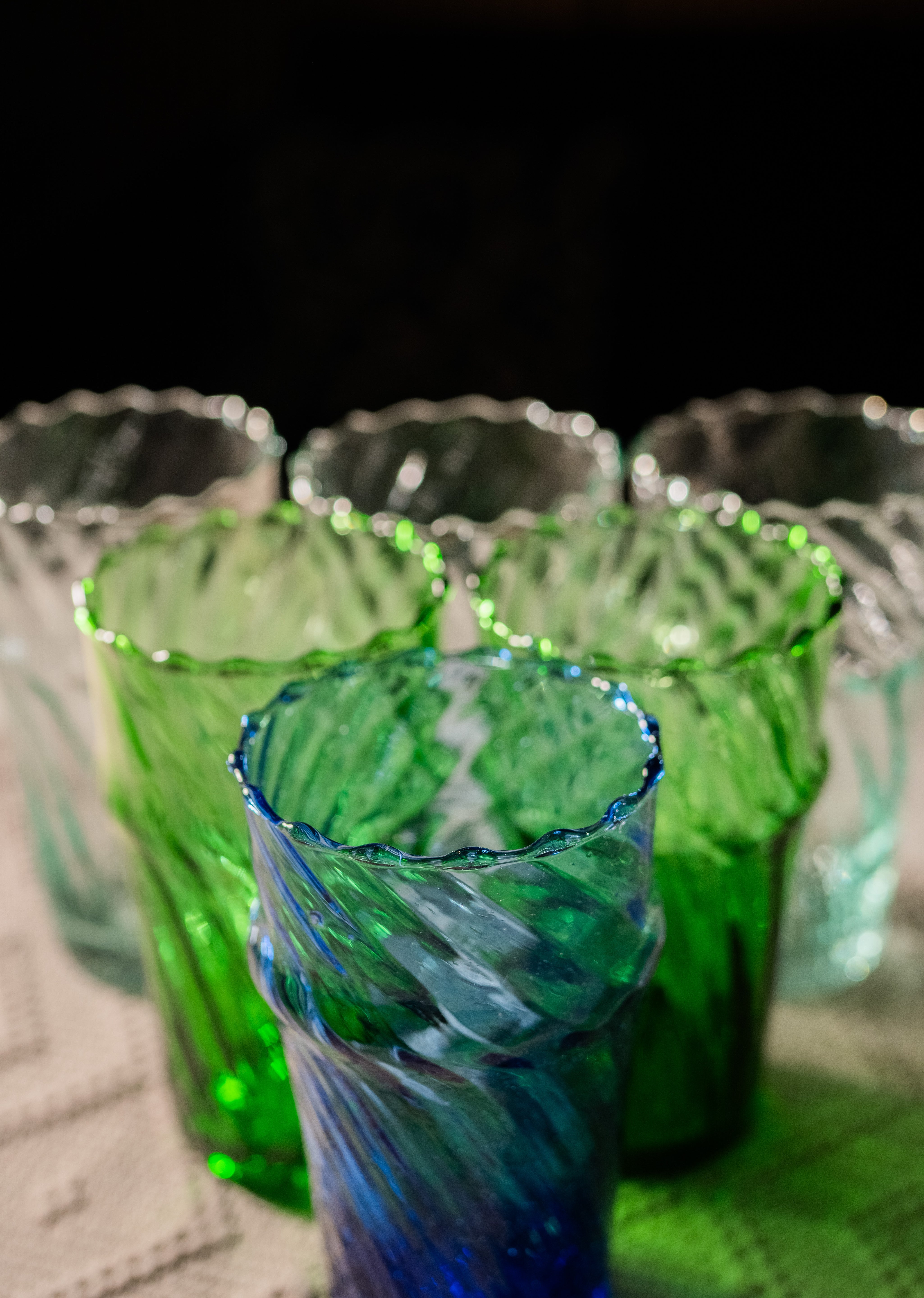 Moroccan Handmade Recycled Glass Moyen Twist Tumbler - 300ml