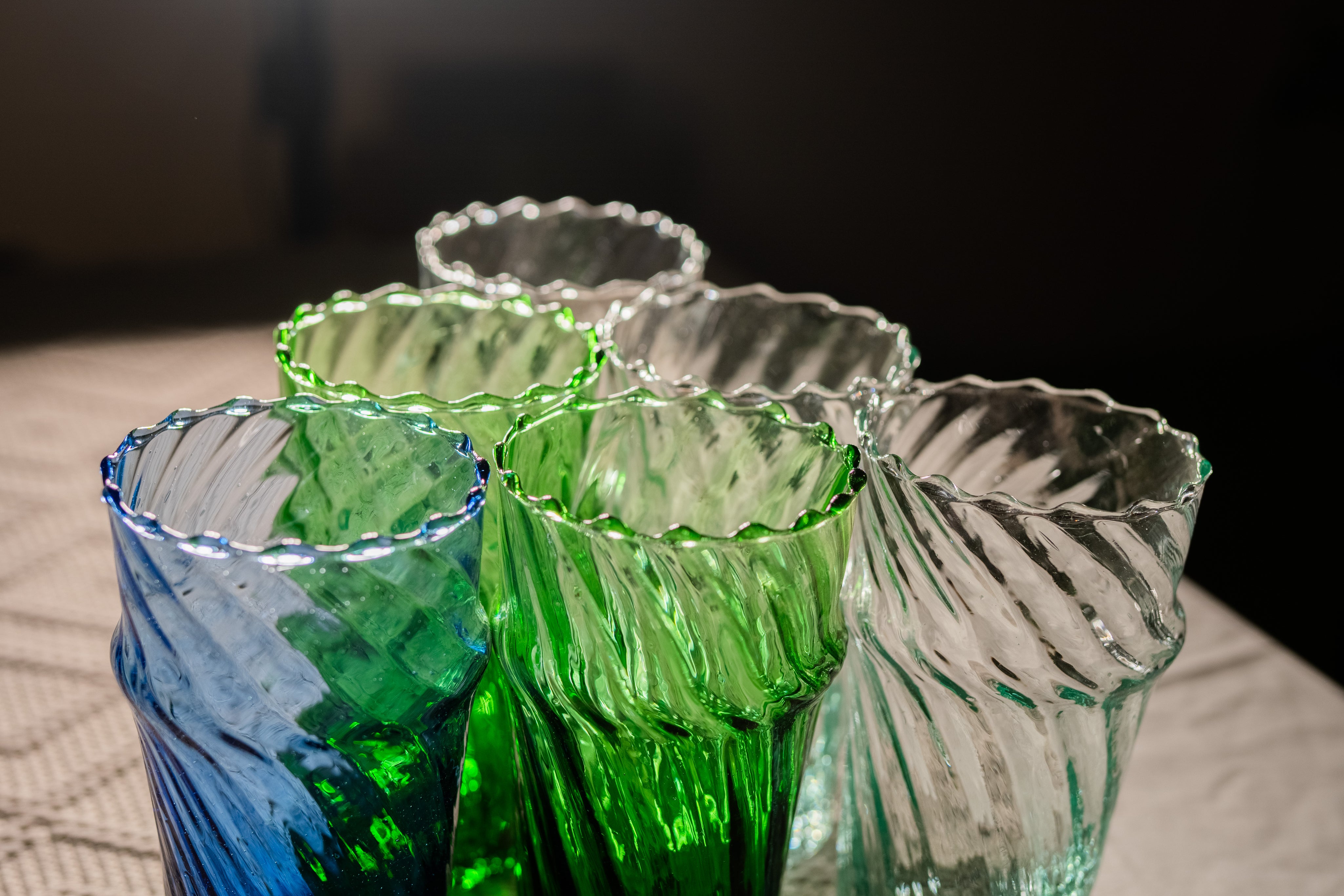 Moroccan Handmade Recycled Glass Moyen Twist Tumbler - 300ml
