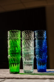 Moroccan Handmade Recycled Glass Moyen Twist Tumbler - 300ml