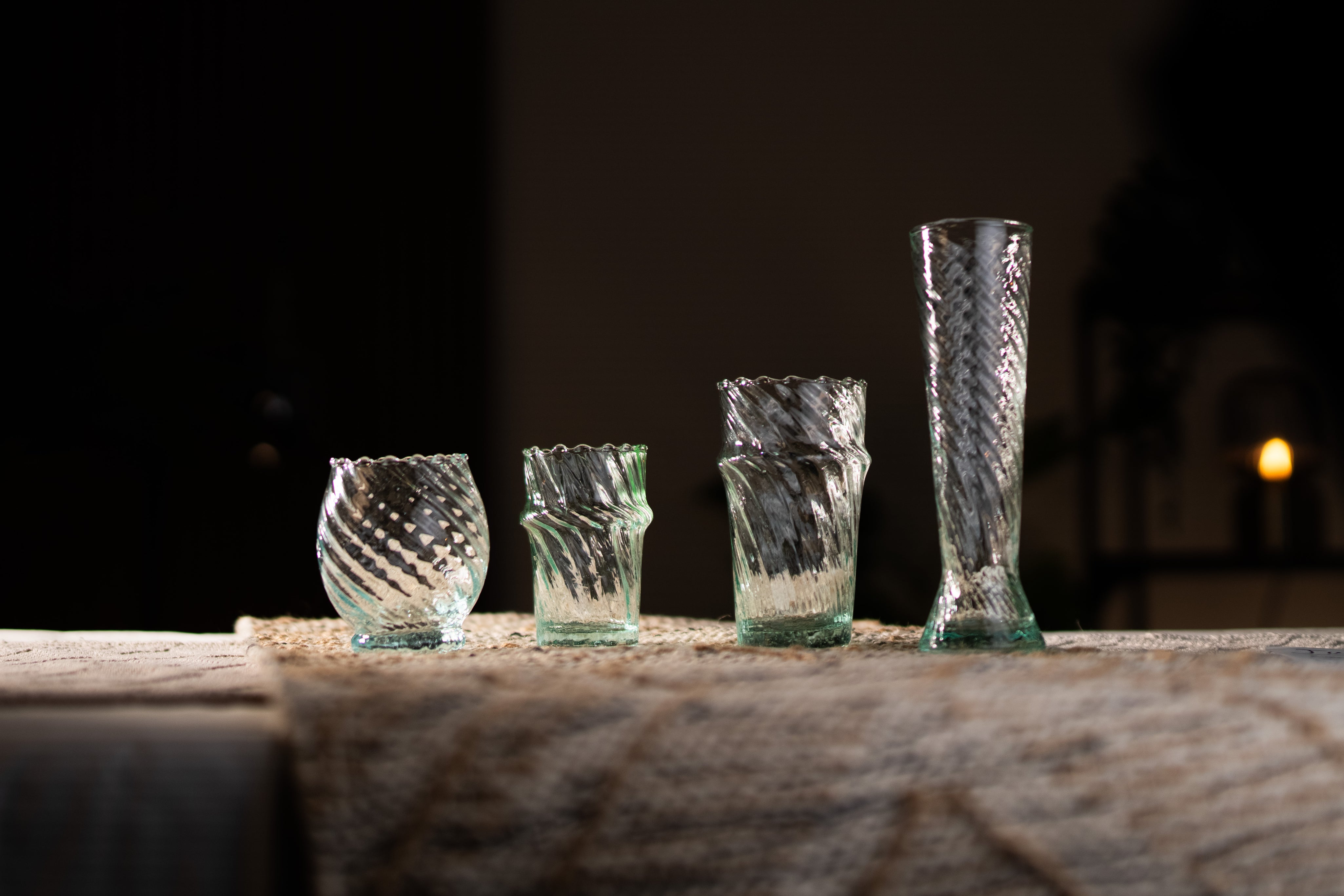 Moroccan Handmade Recycled Glass Twist Flute 200ml