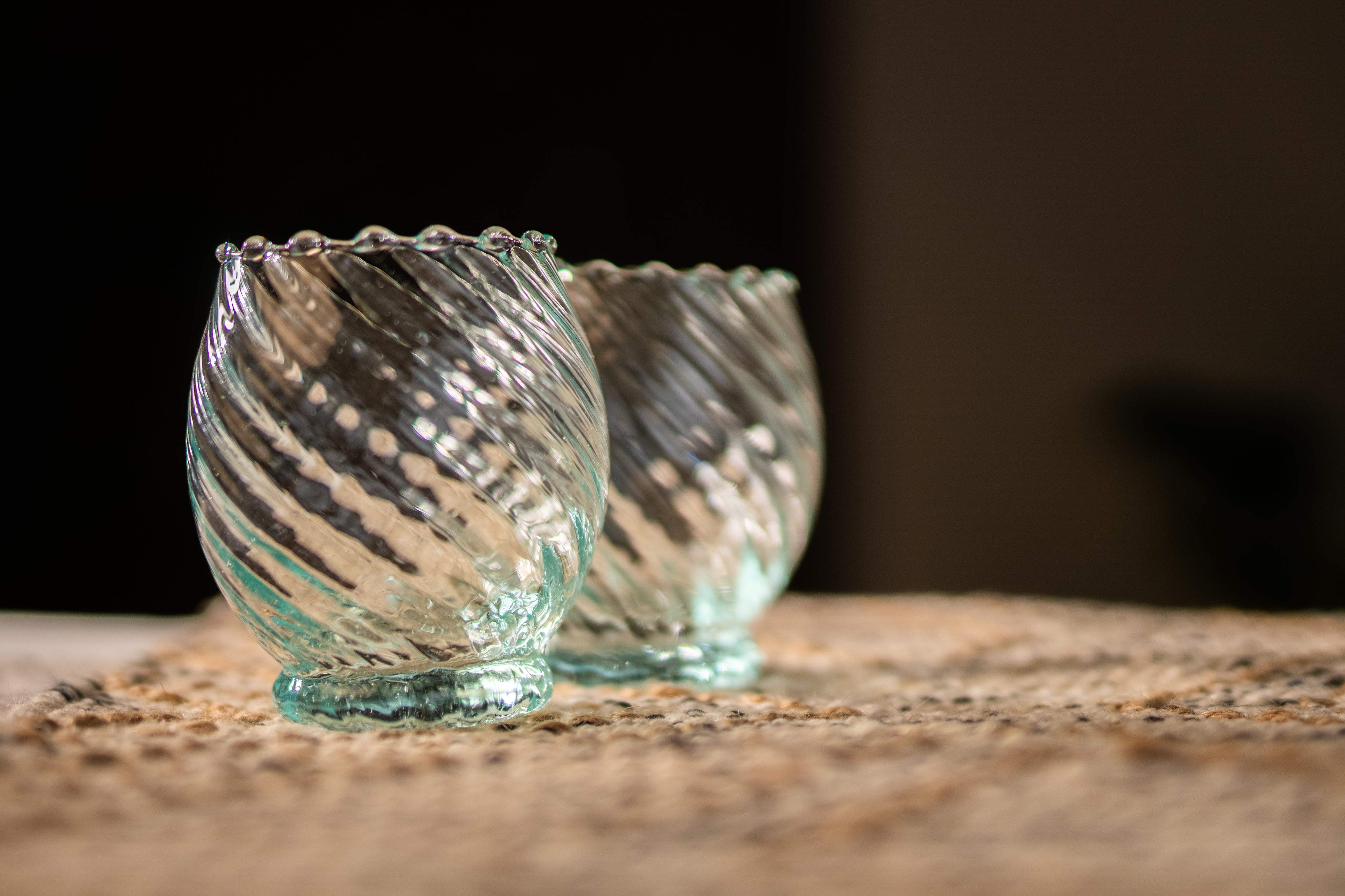 Moroccan Handmade Recycled Glass Curve Twist Tumbler 250ml