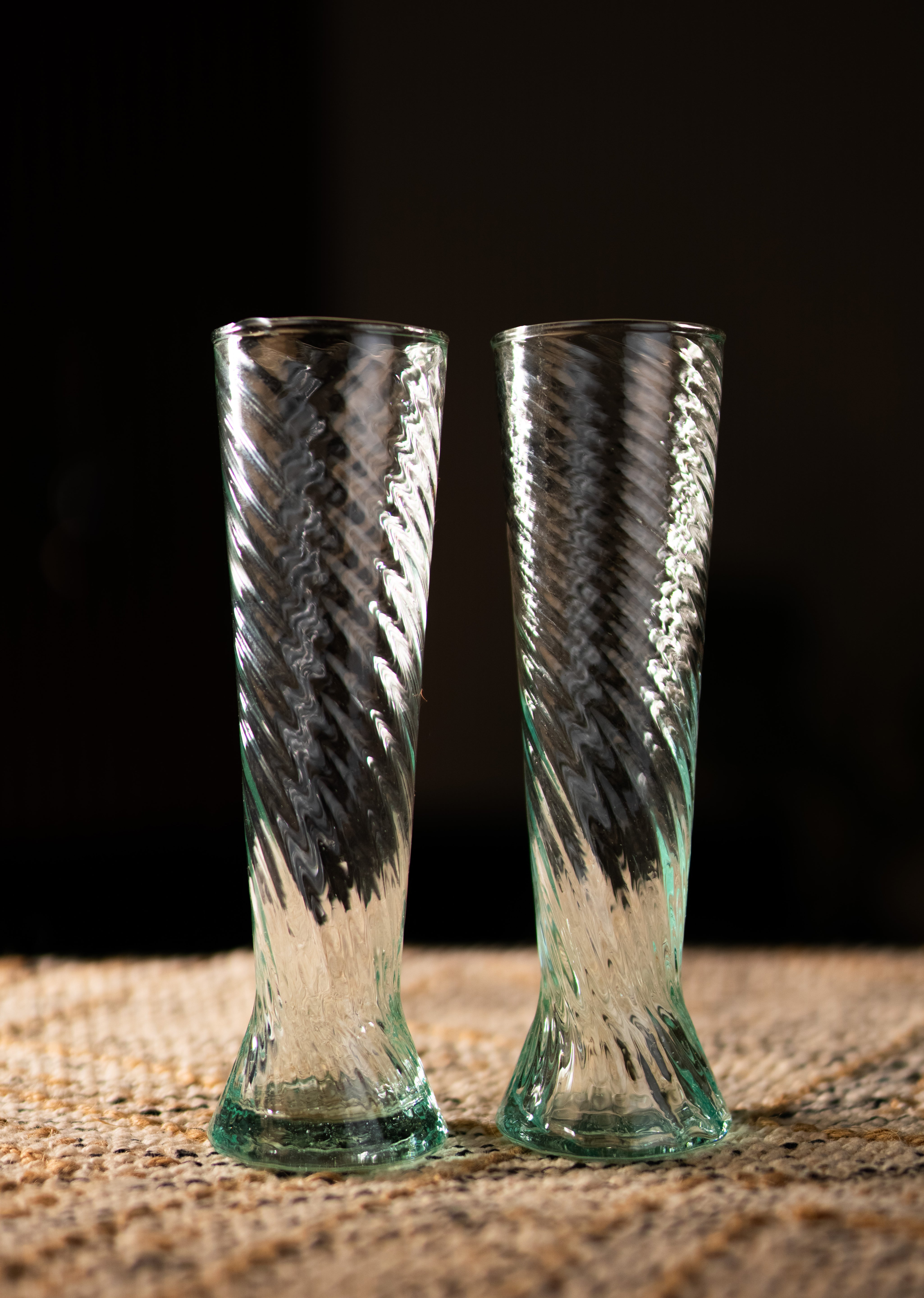 Moroccan Handmade Recycled Glass Twist Flute 200ml