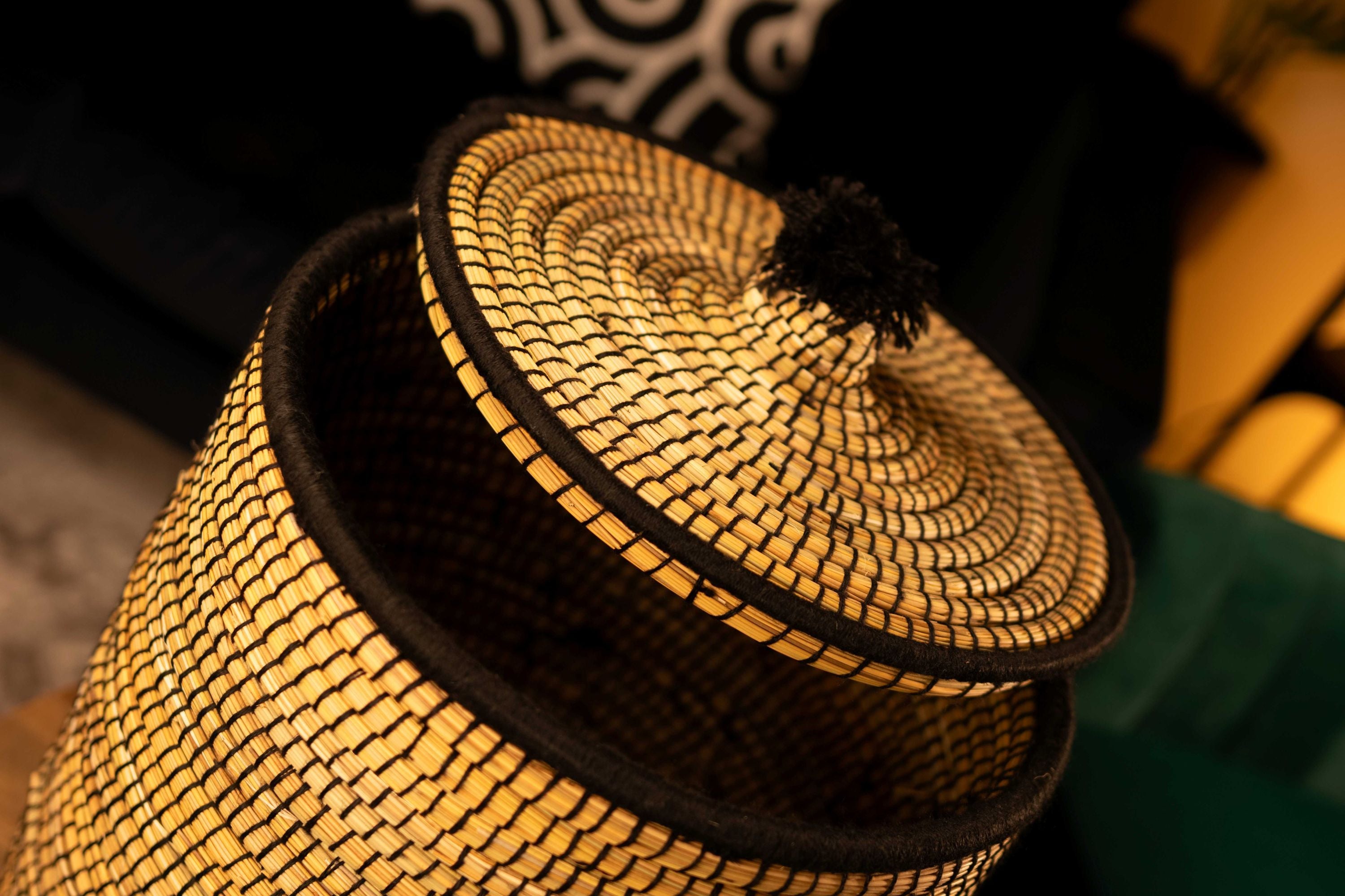 Moroccan Handmade Laundry Storage Basket with Lid