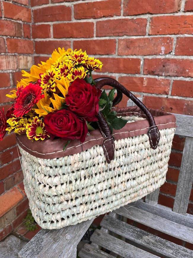 Moroccan Handmade Trim Top Tote Basket