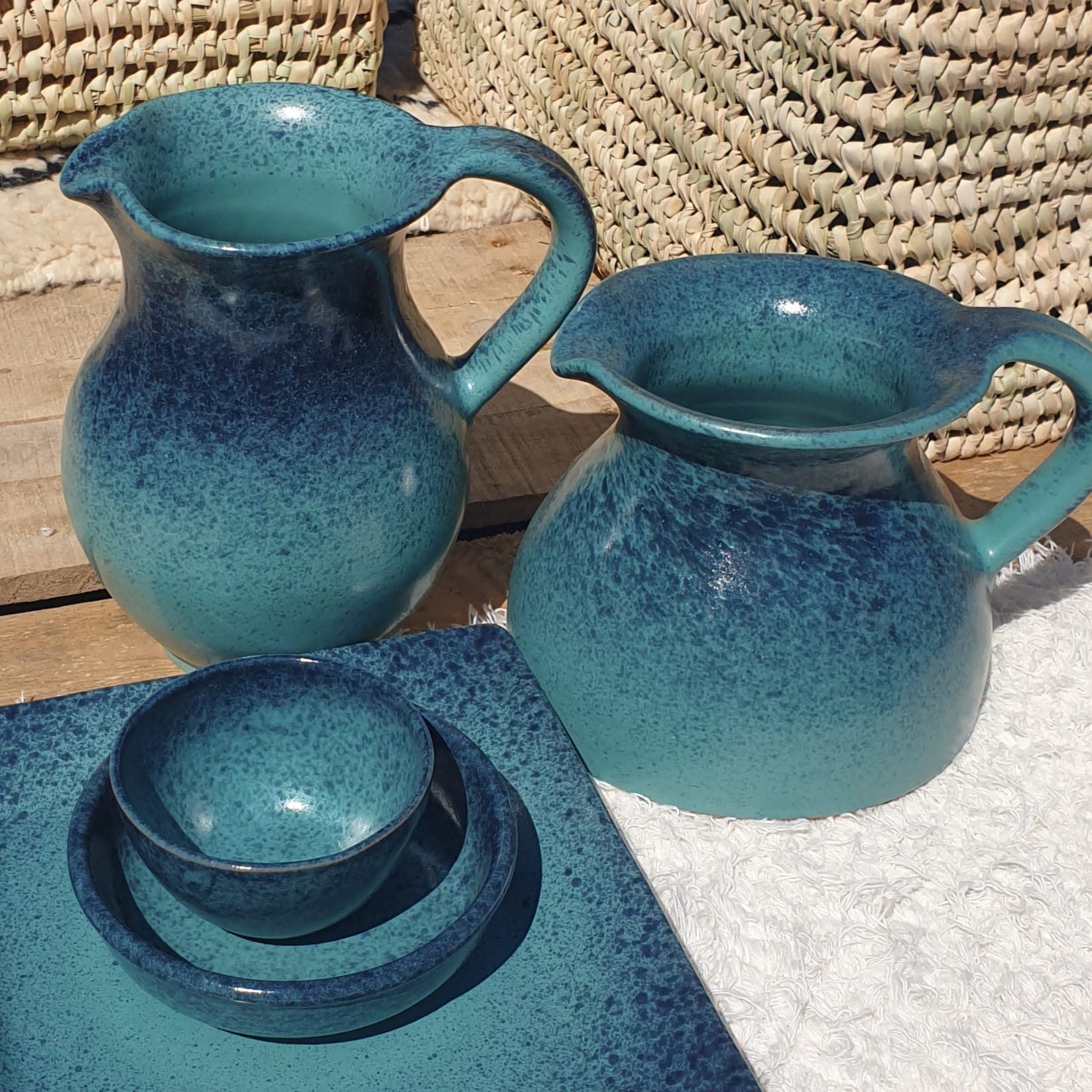 Hand Painted Spanish Ceramic Pitcher Jug