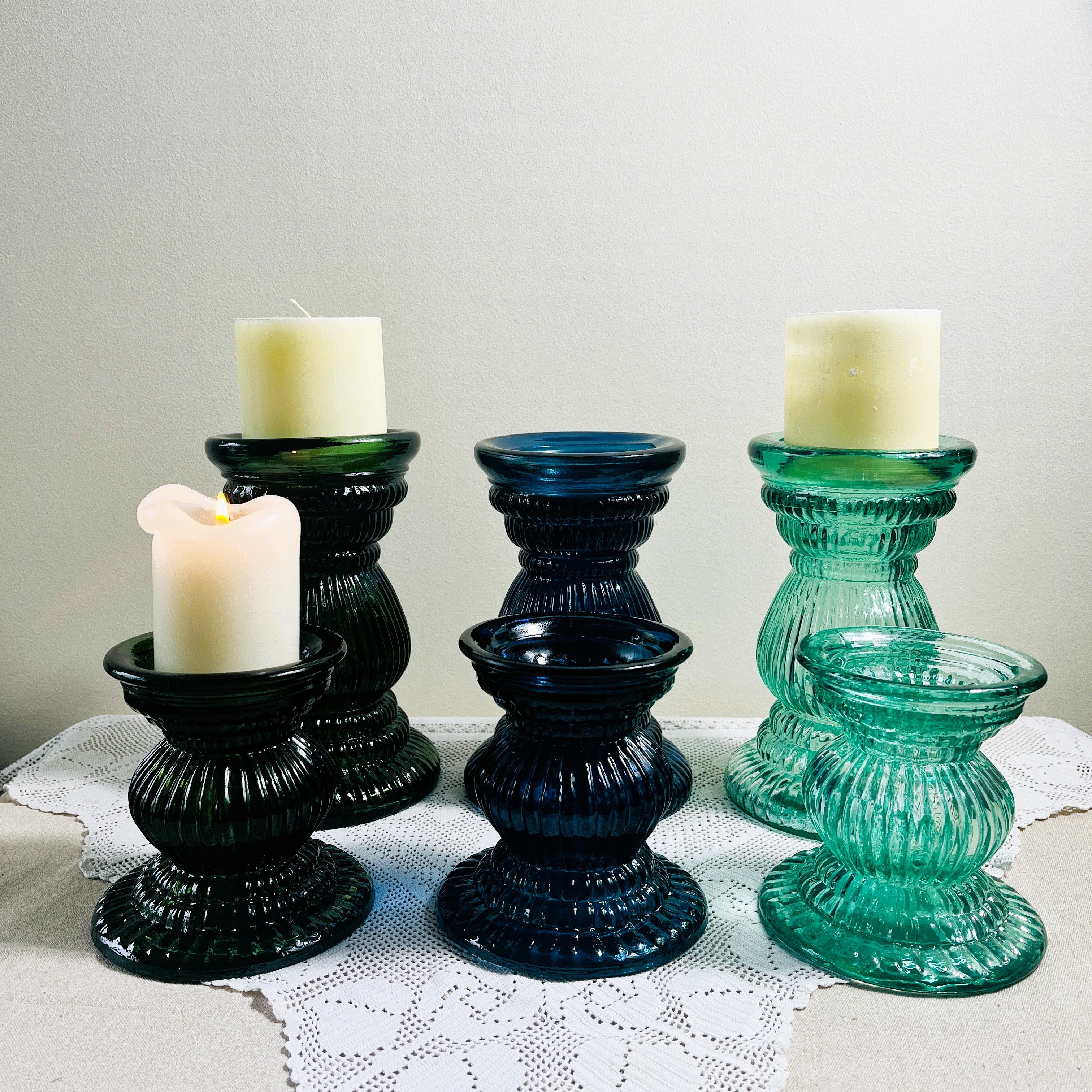 Recycled Glass Pillar Candle Holder