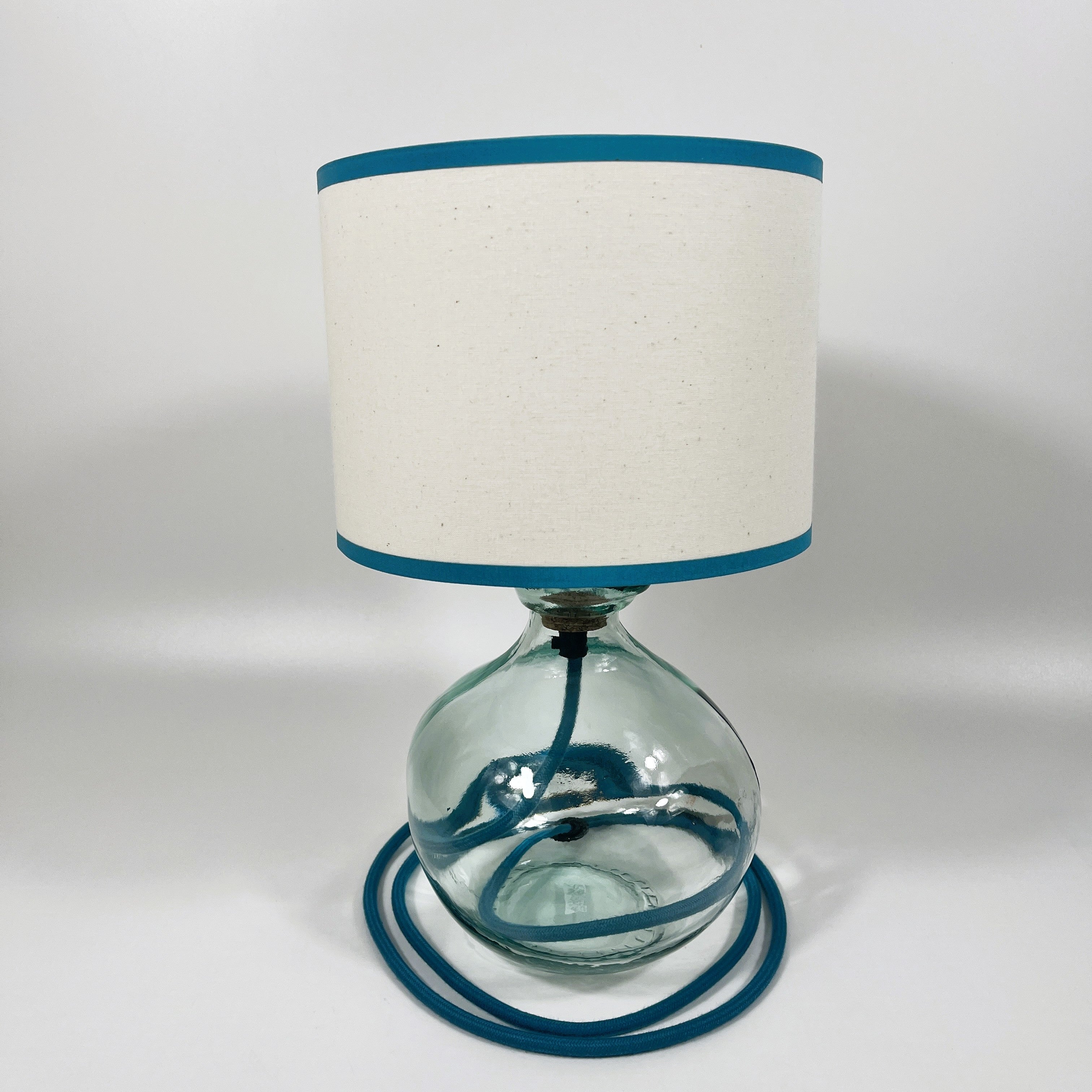 Simplicity Recycled Glass 24cm Lamp and Shade Set
