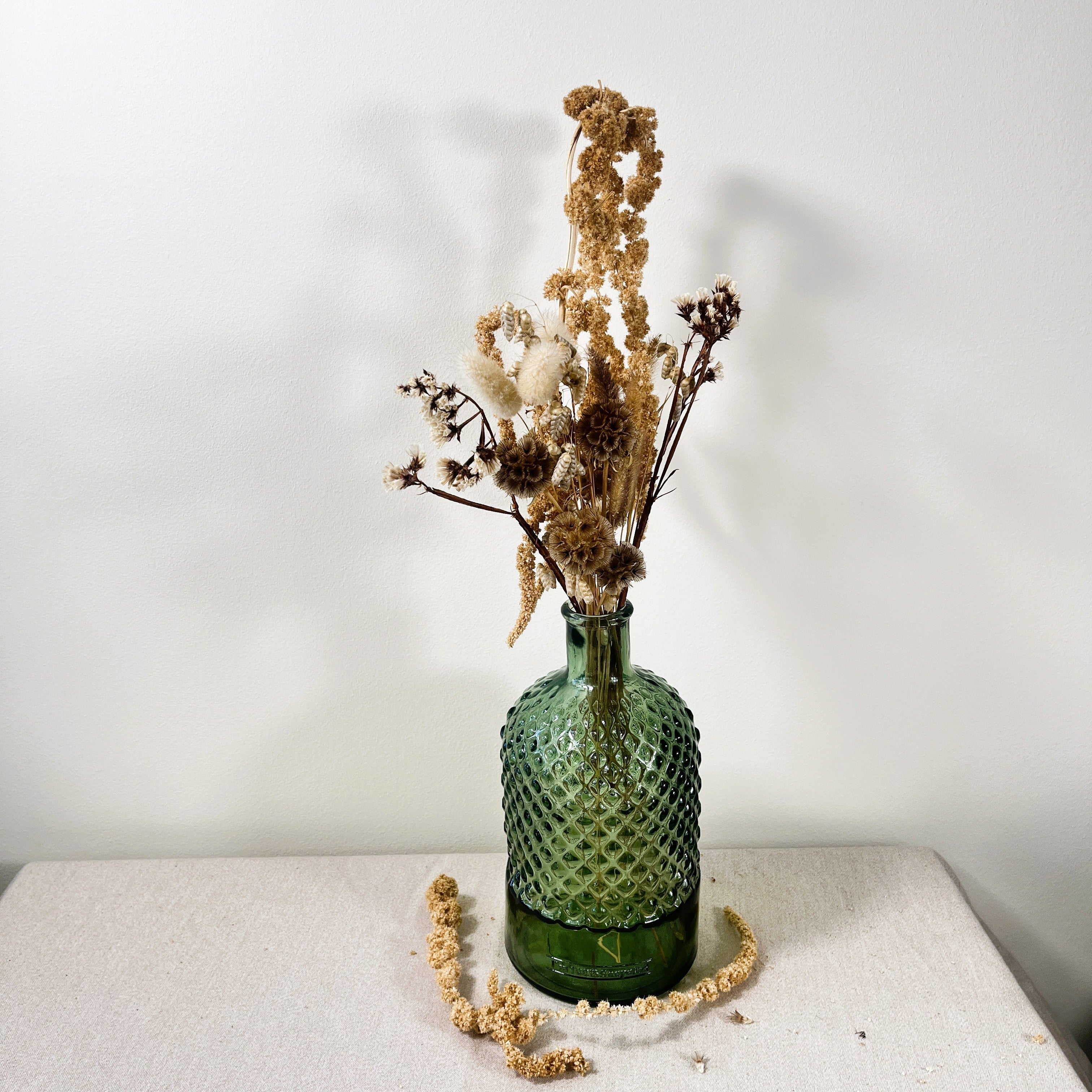 Recycled Glass Diamond Pattern Bottle Vase 22cm