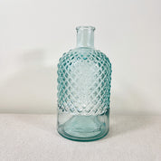 Recycled Glass Diamond Pattern Bottle Vase 22cm