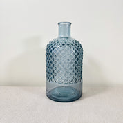 Recycled Glass Diamond Pattern Bottle Vase 22cm