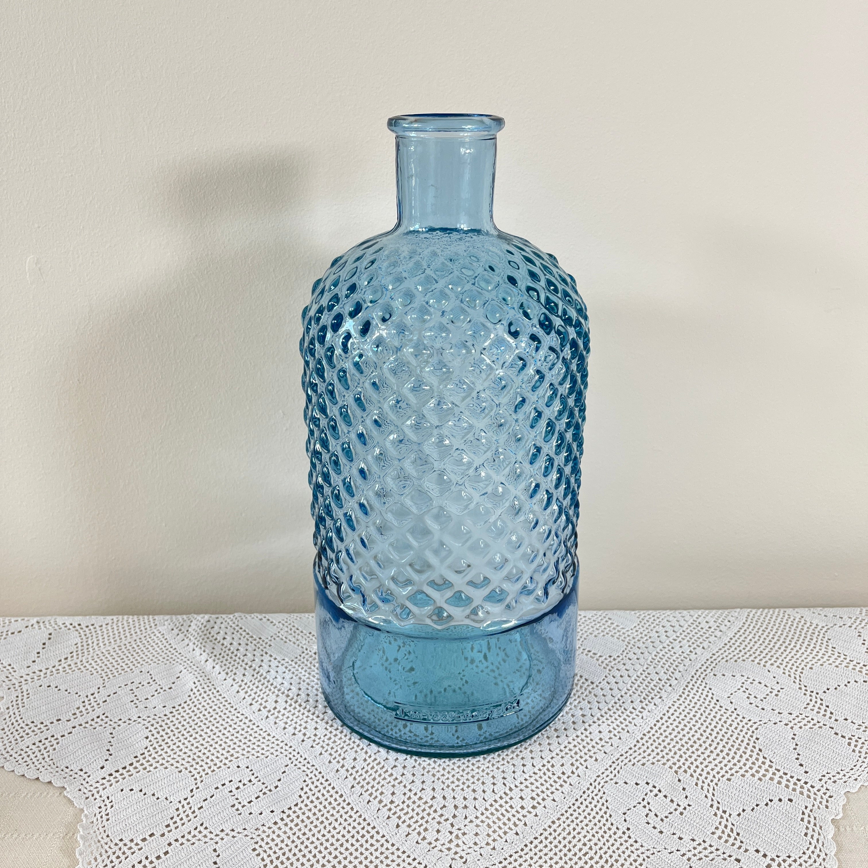 Recycled Glass Diamond Bottle Vase 28cm