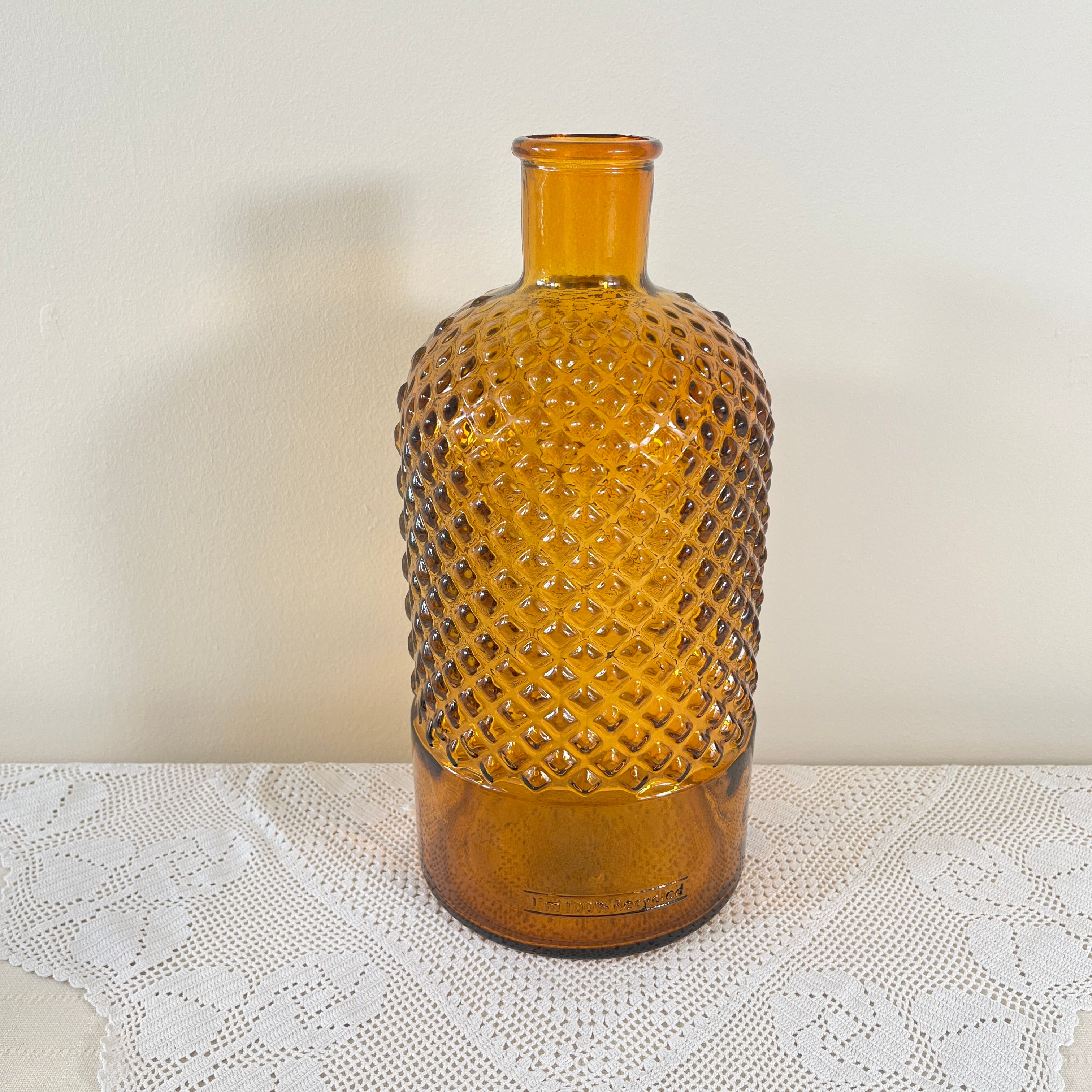 Recycled Glass Diamond Bottle Vase 28cm