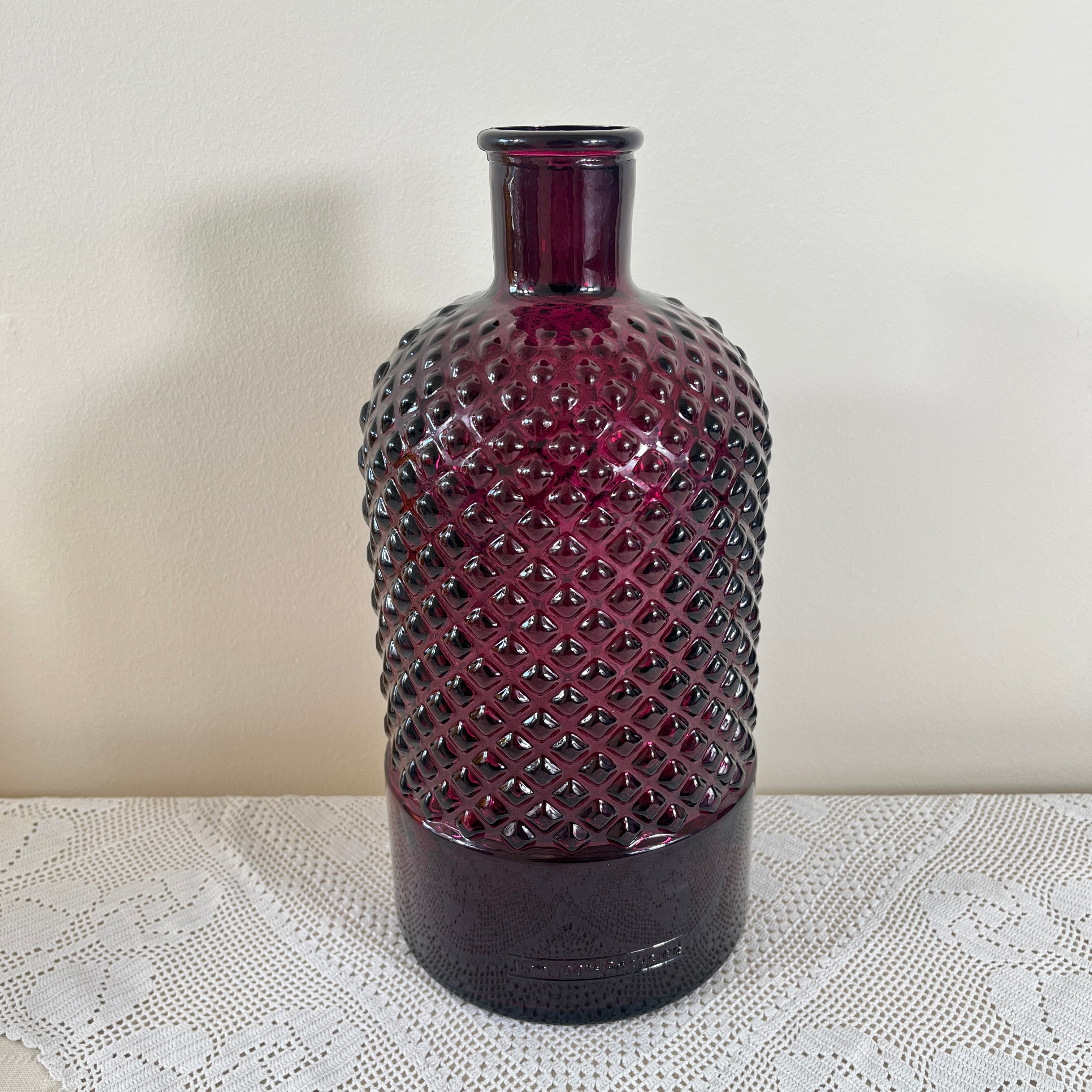 Recycled Glass Diamond Bottle Vase 28cm