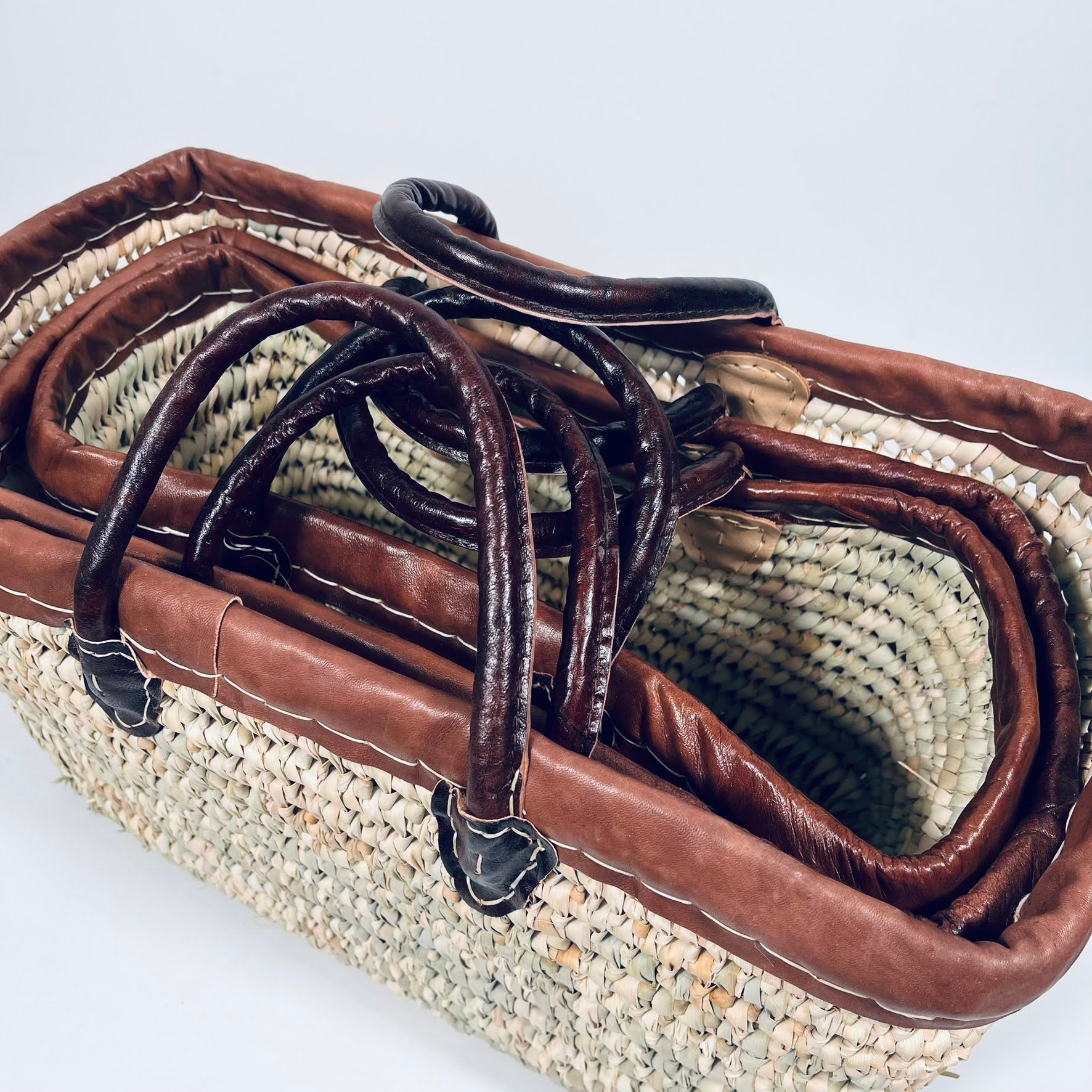 Moroccan Handmade Trim Top Tote Basket