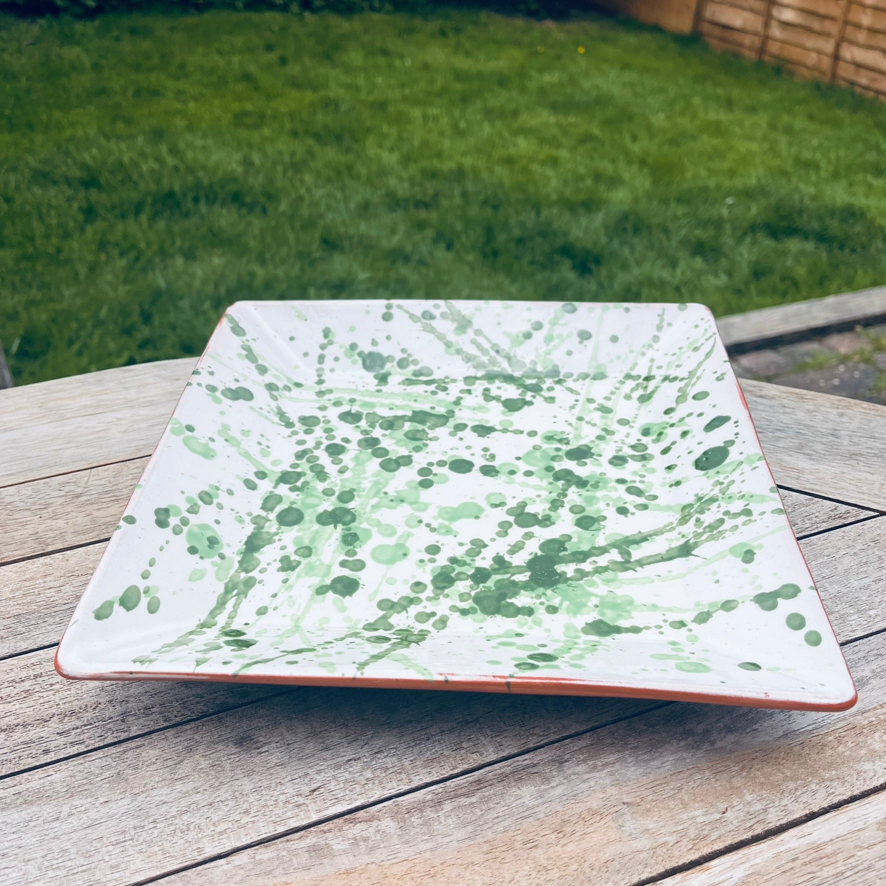 Spanish Hand Painted Jaspe Square Serving Plate