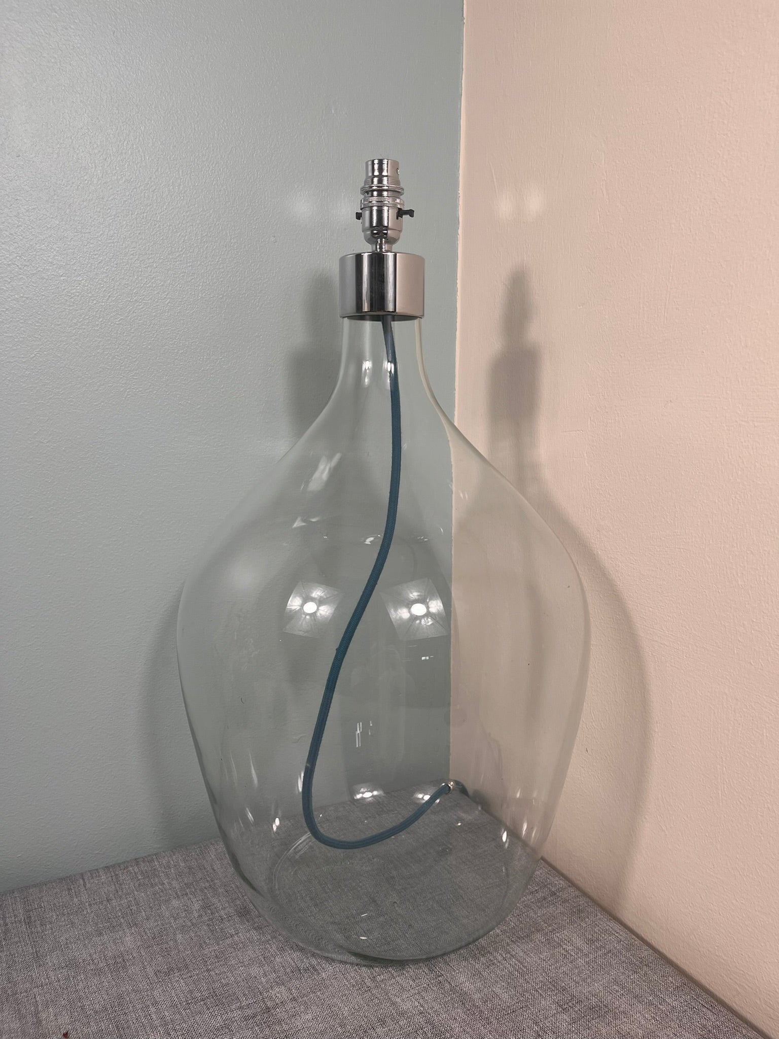 Chrome Top Mouth Blown Recycled Glass Lamp 64cm