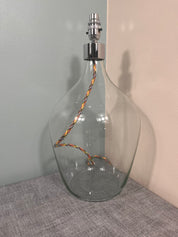 Chrome Top Blown Recycled Glass Lamp 44cm