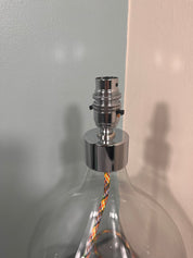 Chrome Top Blown Recycled Glass Lamp 44cm