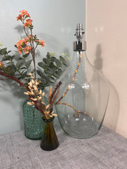 Chrome Top Blown Recycled Glass Lamp 44cm