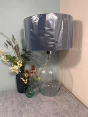 Chrome Top Blown Recycled Glass Lamp 44cm