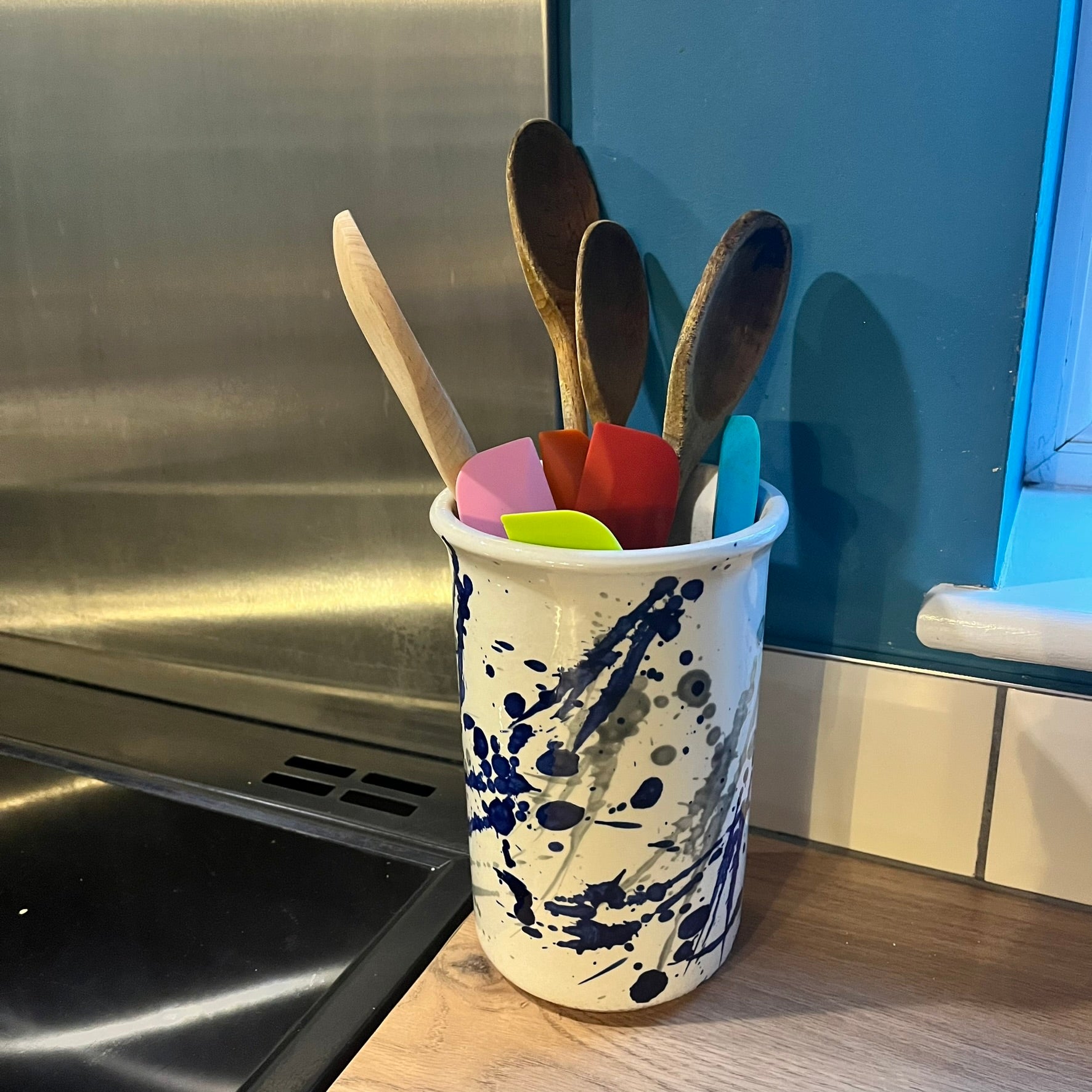 Hand Painted Jaspe Utensil Jar/Wine cooler