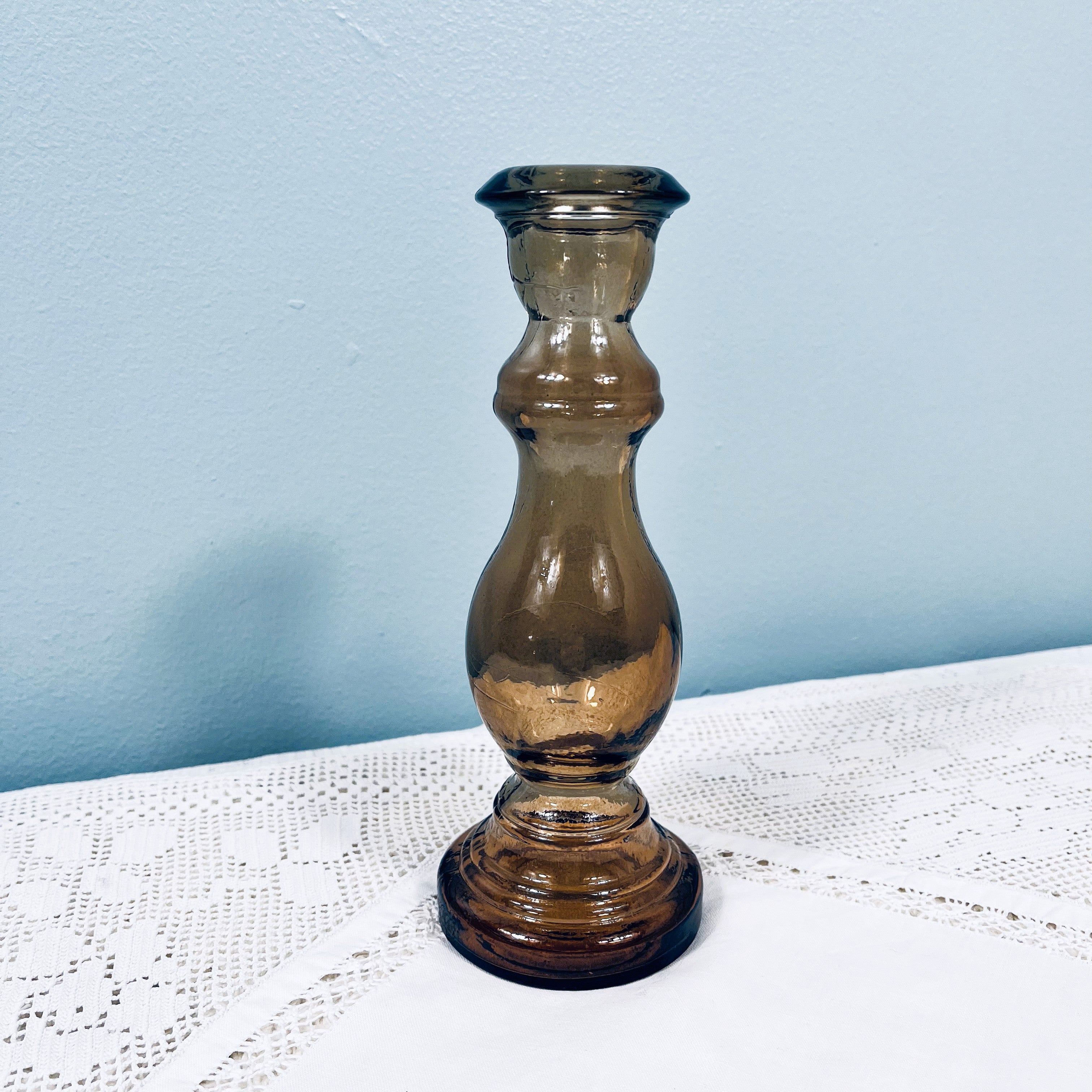 Recycled Glass Candlestick 20cm