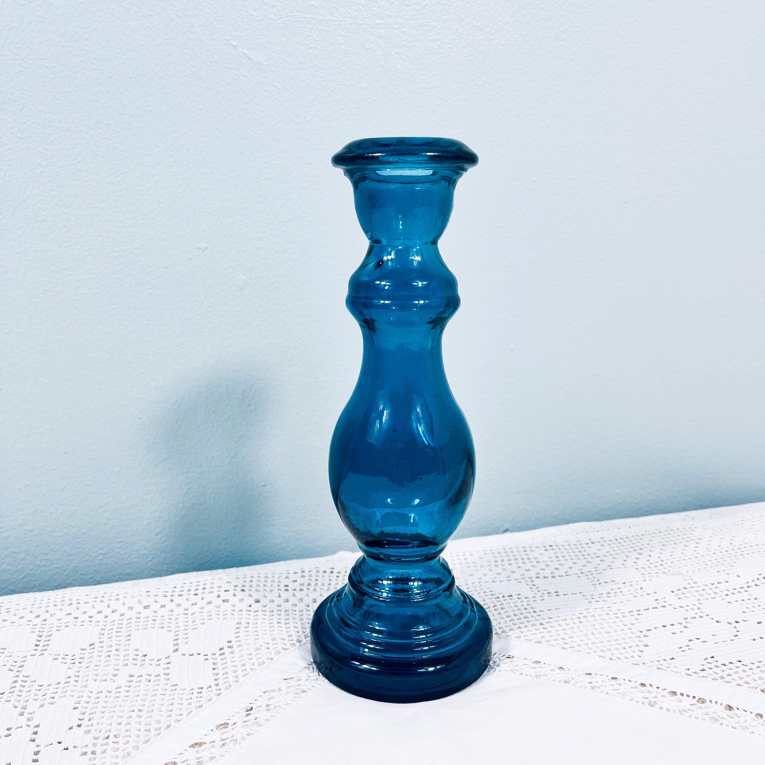 Recycled Glass Candlestick 20cm