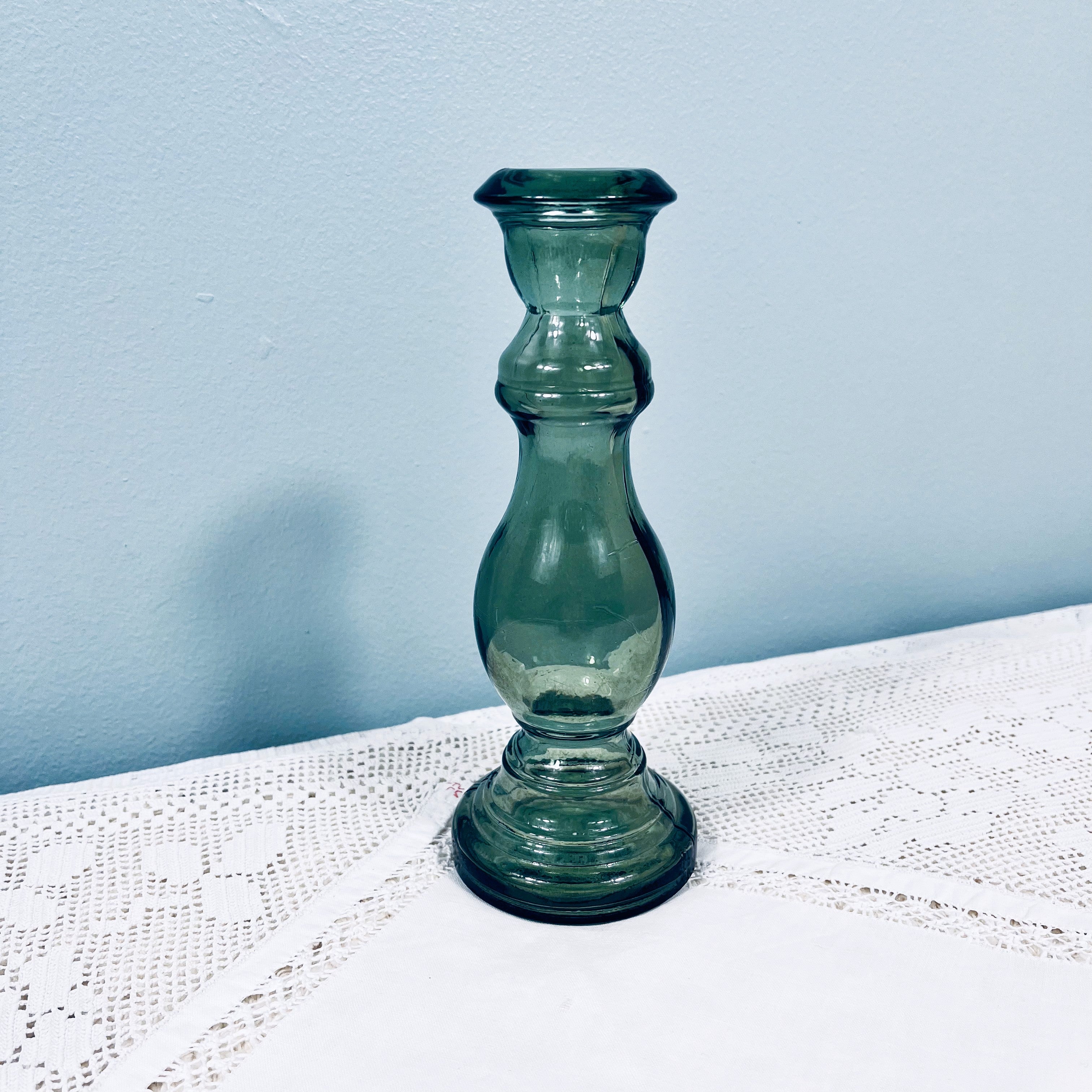 Recycled Glass Candlestick 20cm