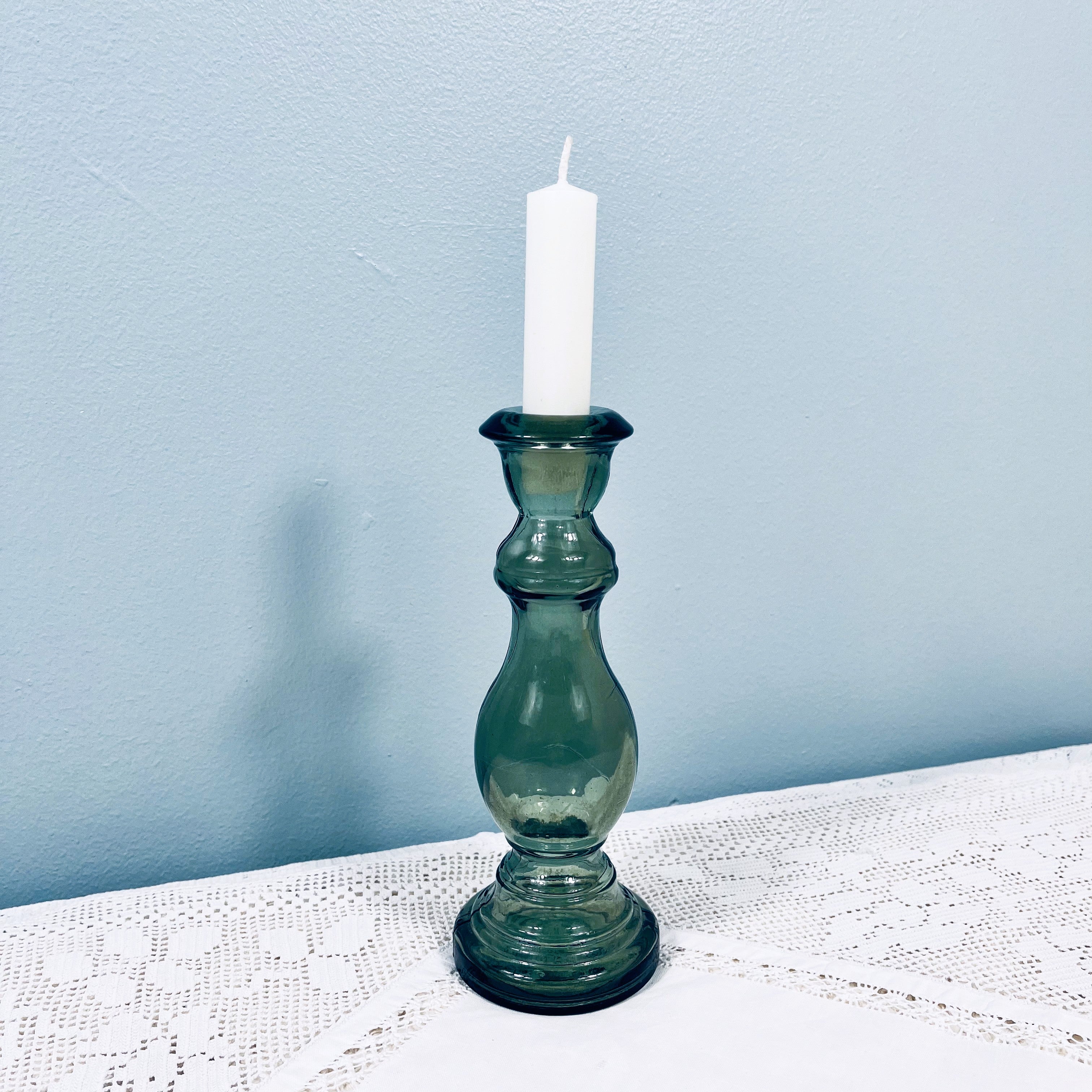Recycled Glass Candlestick 20cm