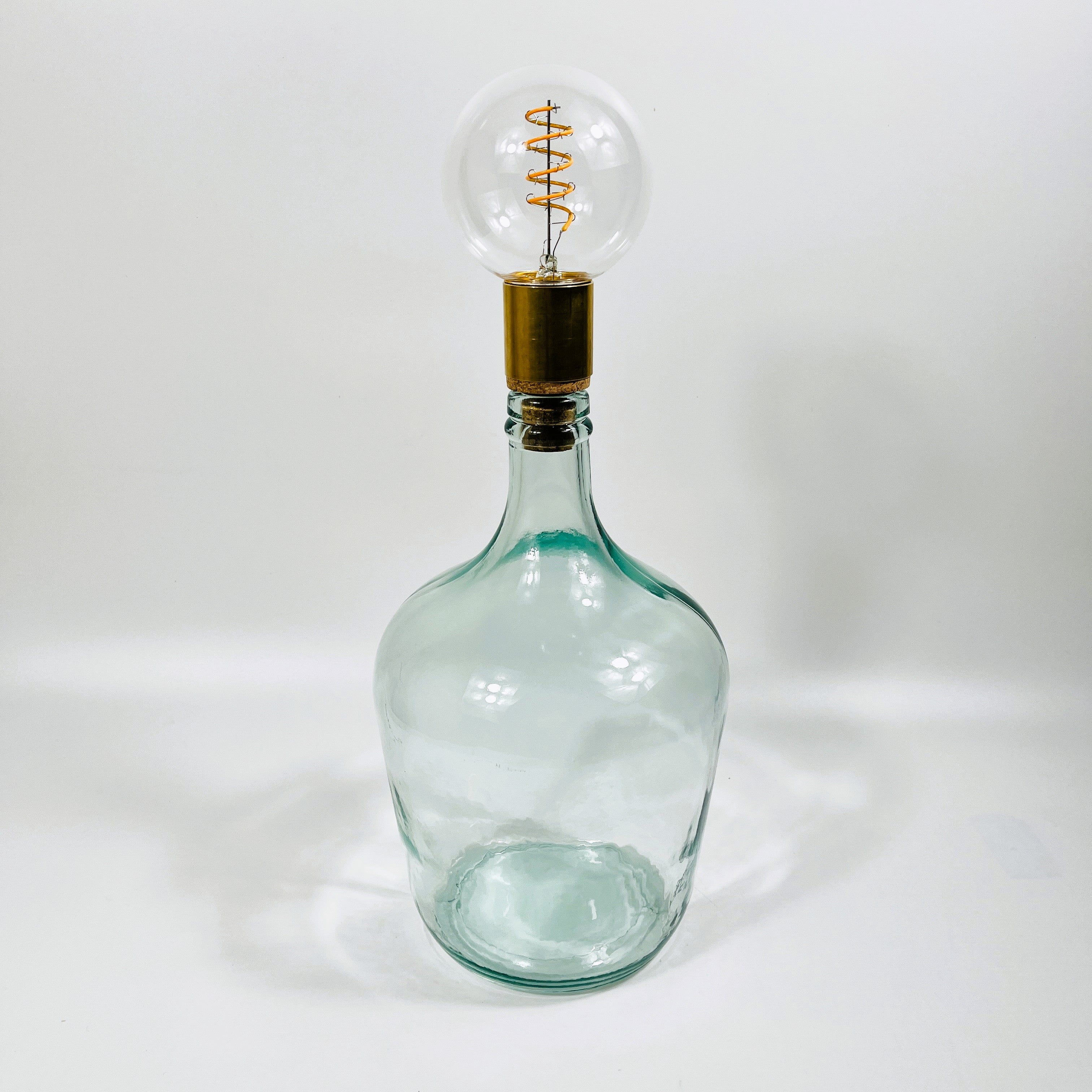 Cordless LED Demijohn Bottle Light with Cork & Brass Holder